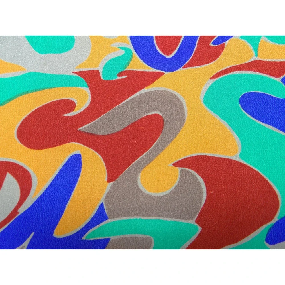 Frenchic Vintage Silk Abstract Swirl Multicolor Top & Midi Skirt Womens Medium